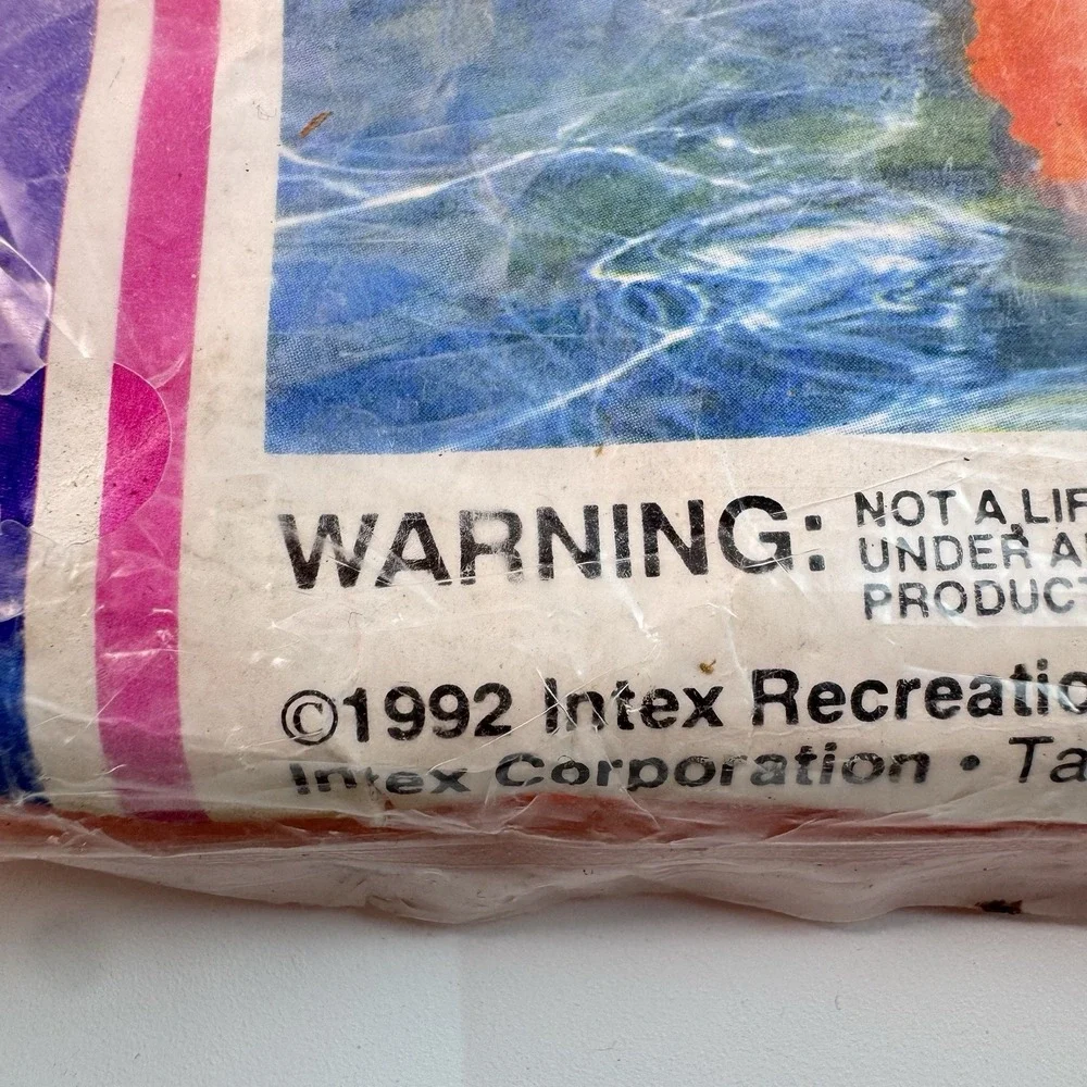 VTG Intex The Wet Set Inflatable Air Mat Pool Float Orange Raft 72x27 1992 59703